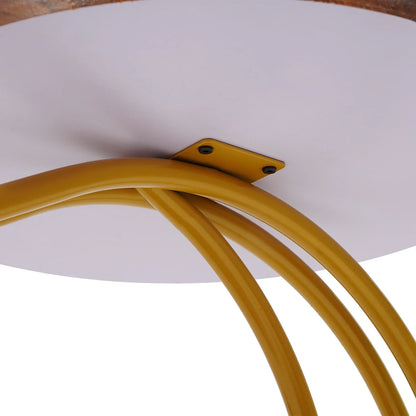 Elegant Gold Walnut 2-Tier Round End Table with Storage Shelf