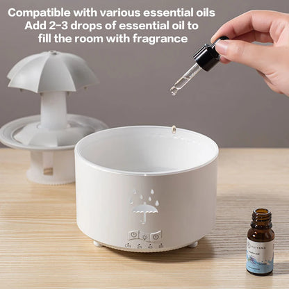 TINSOL Creative Cloud Rain Humidifier Rotating Raindrop Humidifier Smart Aroma Diffuser Remote-Controlled Night Light