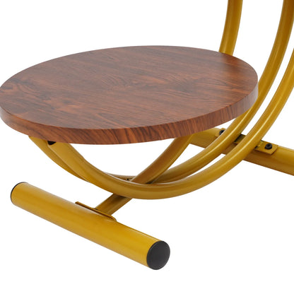 Elegant Gold Walnut 2-Tier Round End Table with Storage Shelf