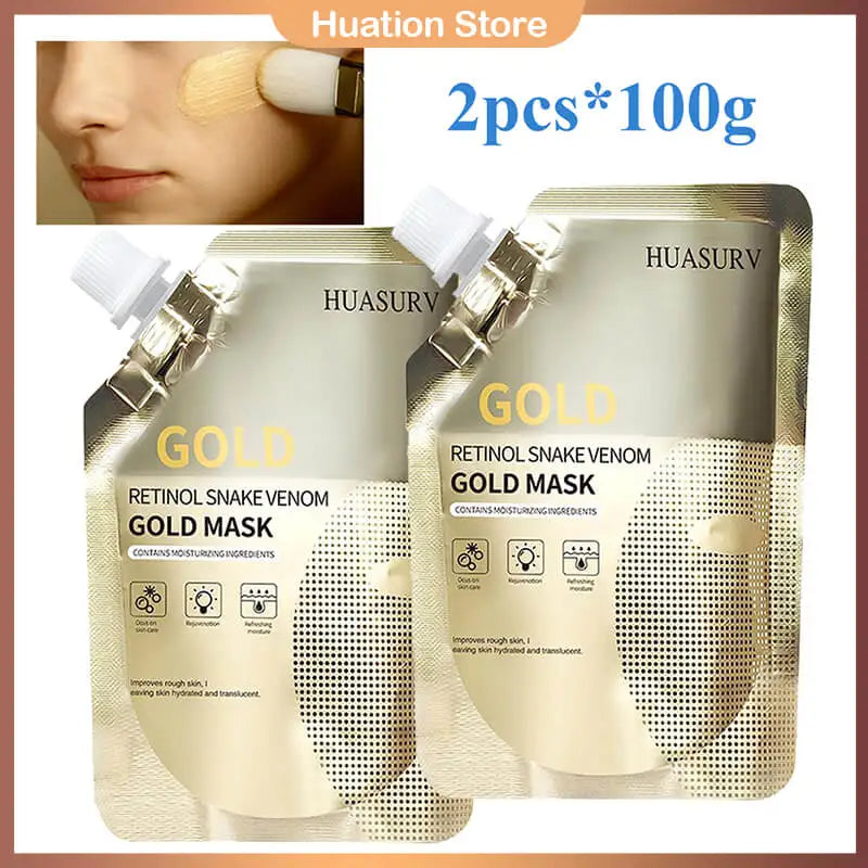 2Pcs*100G Moisturizing Retinol Snake Venom Peptide Gold Mask Moisturizing Firmness Brighten Facial Mask Oil Control Skin Care