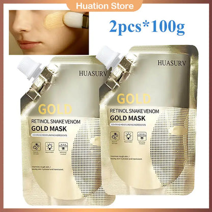 2Pcs*100G Moisturizing Retinol Snake Venom Peptide Gold Mask Moisturizing Firmness Brighten Facial Mask Oil Control Skin Care